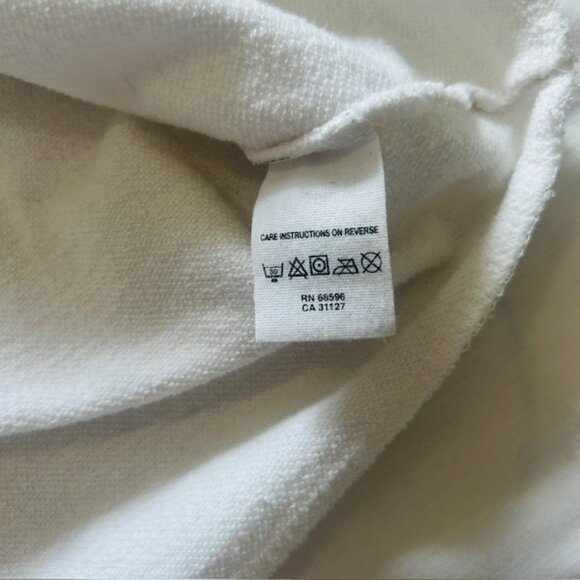 DKNY Ladies Top Medium White Logo Raw Hems read - Picture 5 of 7